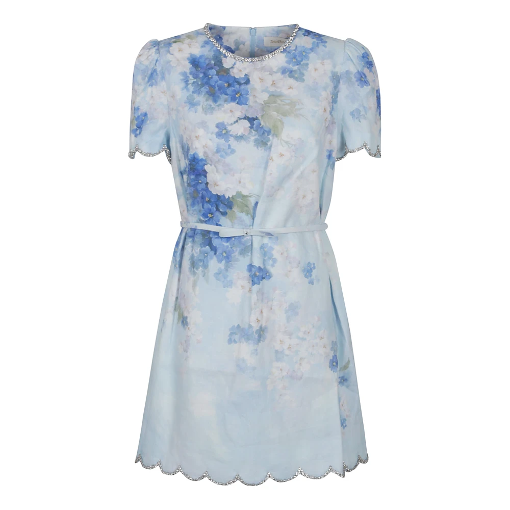 Zimmermann Blauwe Bloemen Schaal Shift Jurk Blue Dames