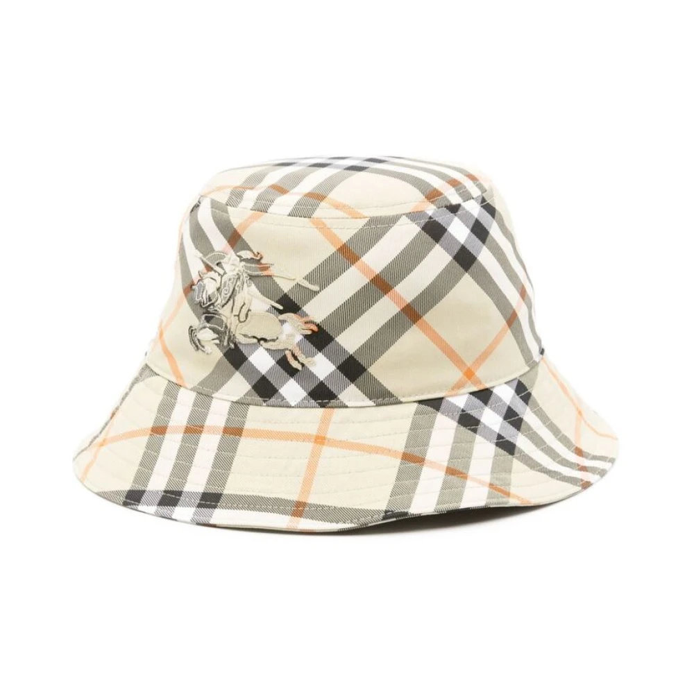 Burberry Vintage Check Patroon Ruiter Hoed Beige Dames