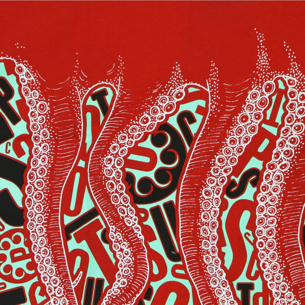 Octopus Rode Mannen Tee met Print Red Heren