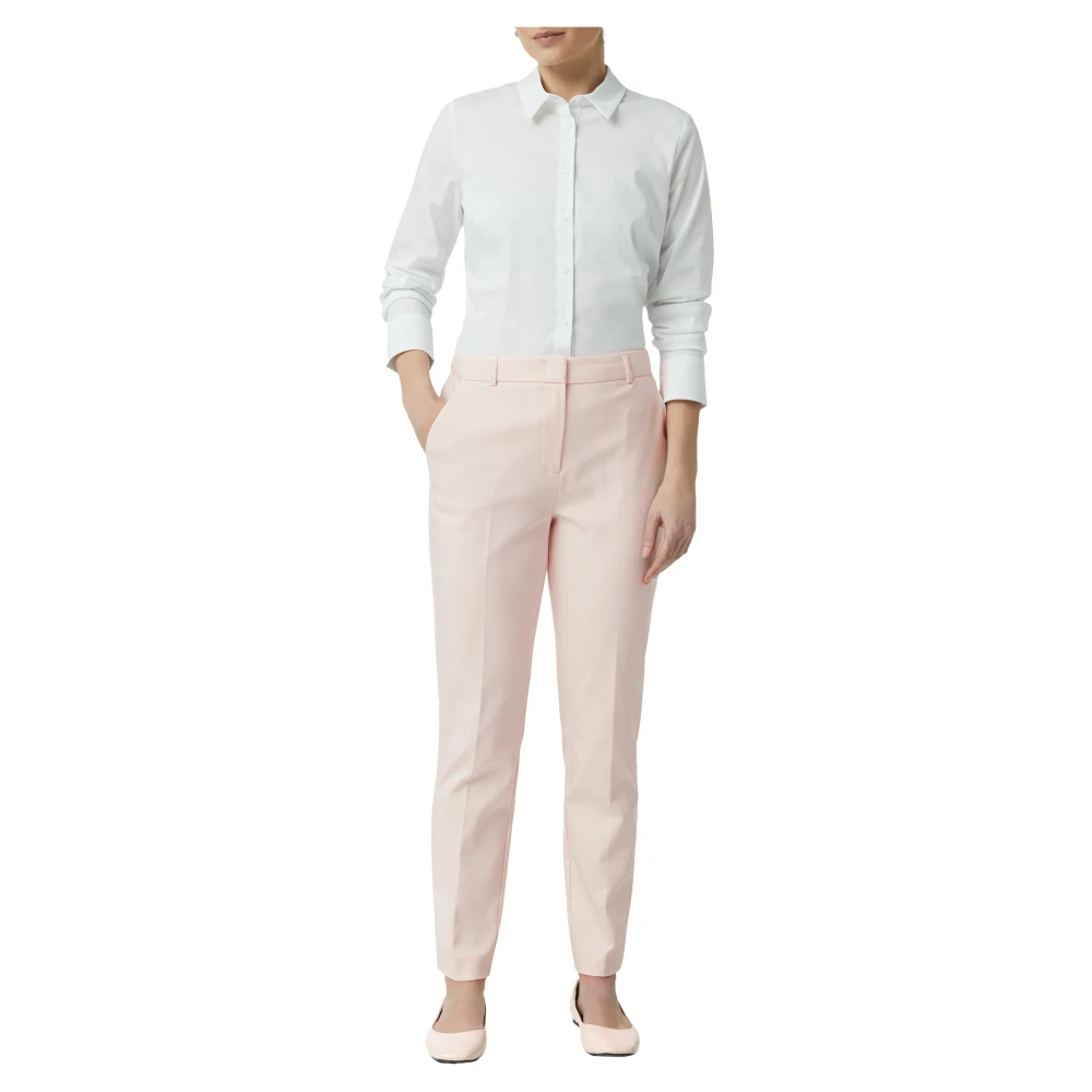 comma Elastische Sigarettenbroek met Plooi Pink Dames