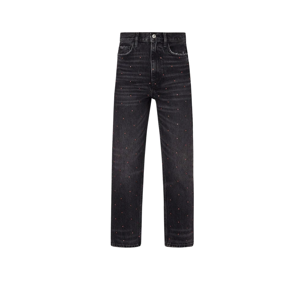 Liu Jo Geknipte straight leg jeans met strass detail Black Dames