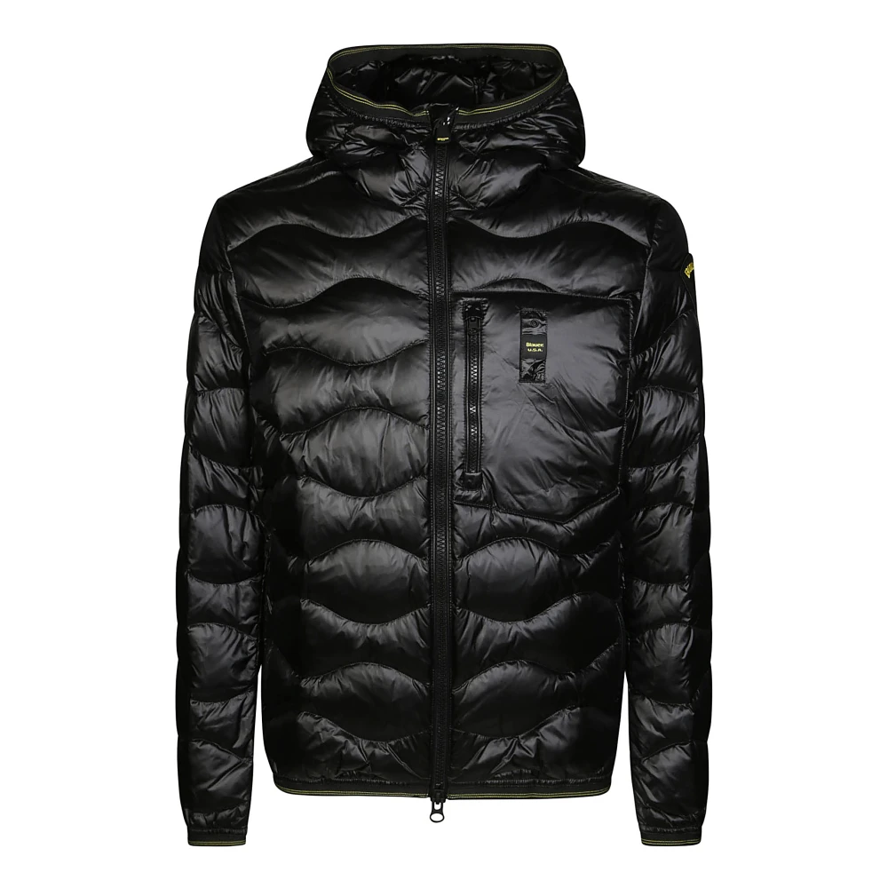 Blauer Gewatteerde Jas met Capuchon Black Heren