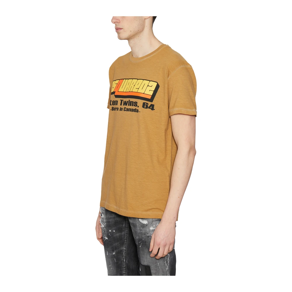 Dsquared2 Katoenen Print T-Shirt Beige Heren