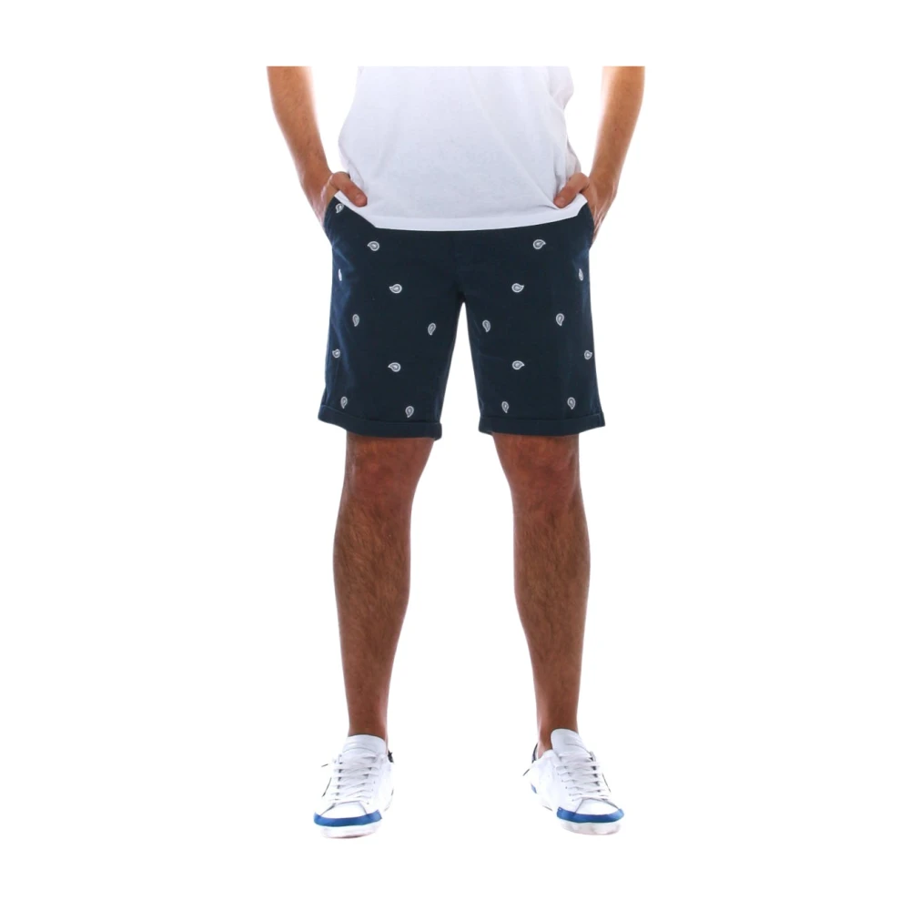 Sun68 Geborduurde Paisley Bermuda Shorts Blue Heren