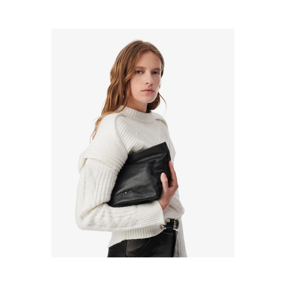 IRO Schapenvacht Crossbody Tas met Toprits Black Dames
