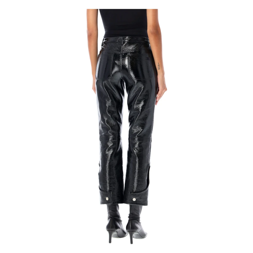 Courrèges Zwarte Vinyl Broek Hoge Taille Straight-Leg Black Dames