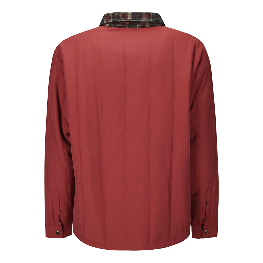 Brain Dead Puffer Button Up Shirt Red Heren