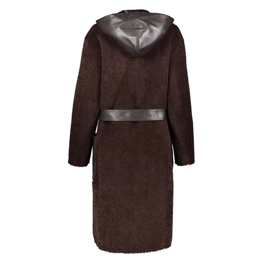 LOW Classic Omkeerbare Faux Shearling Jas met Capuchon Brown Dames