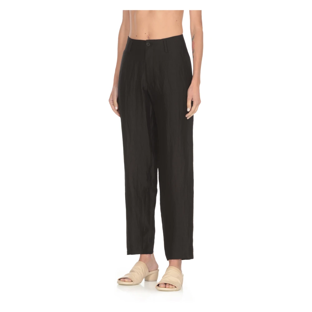 Yohji Yamamoto Zwarte Broek met Riemlussen Black Dames