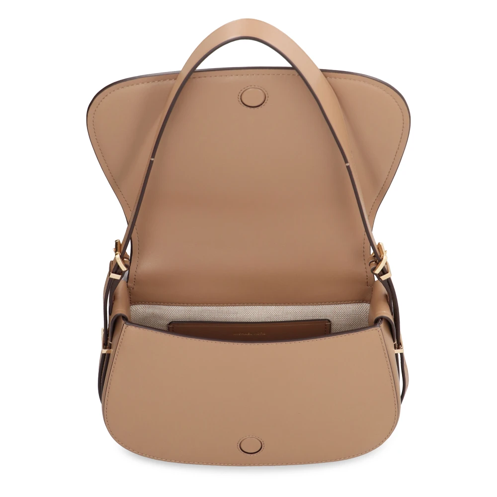 Michael Kors Leren Crossbody Tas met Magnetische Flap Beige Dames