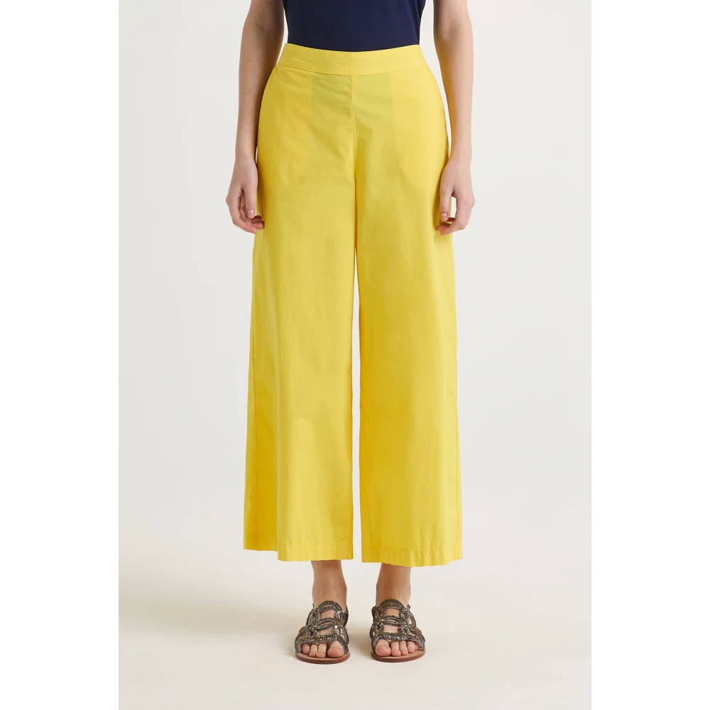 Maliparmi Geverfde Katoenen Broek Yellow Dames
