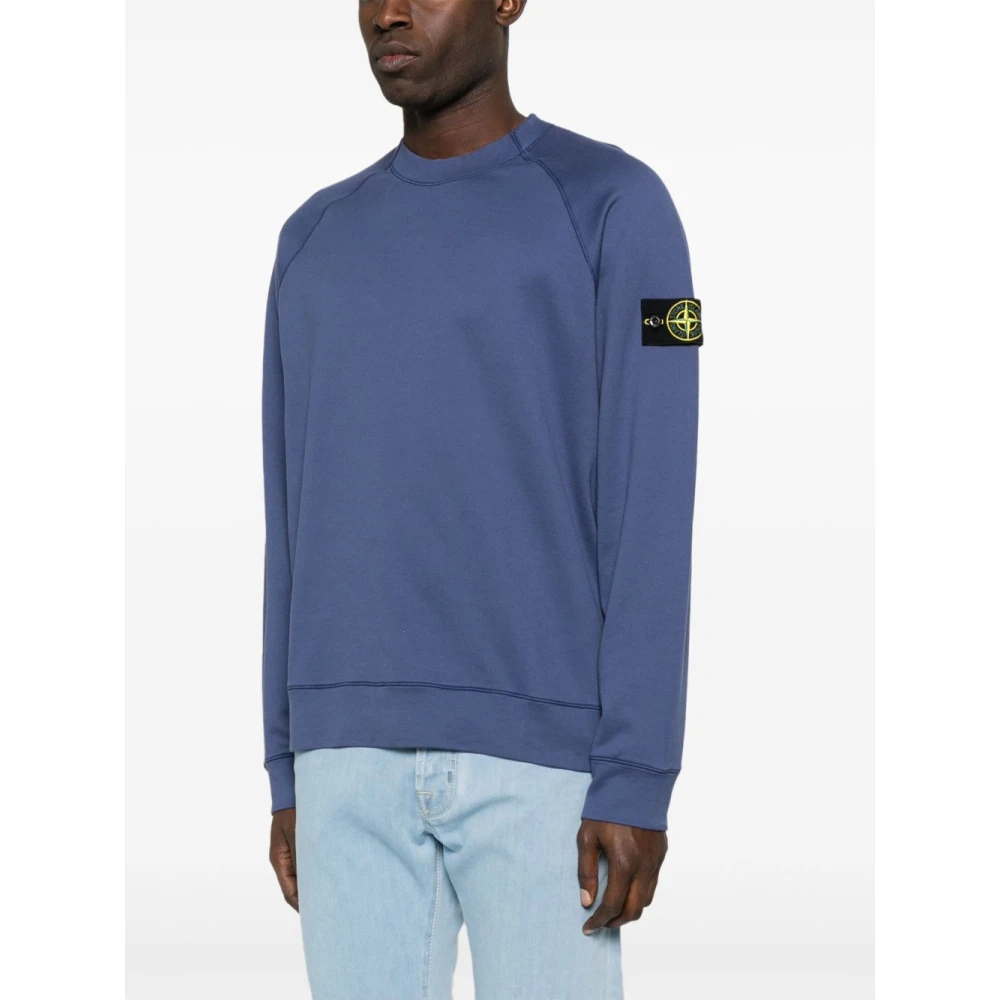 Stone Island Blauwe Crew Neck Raglan Sweater Blue Heren