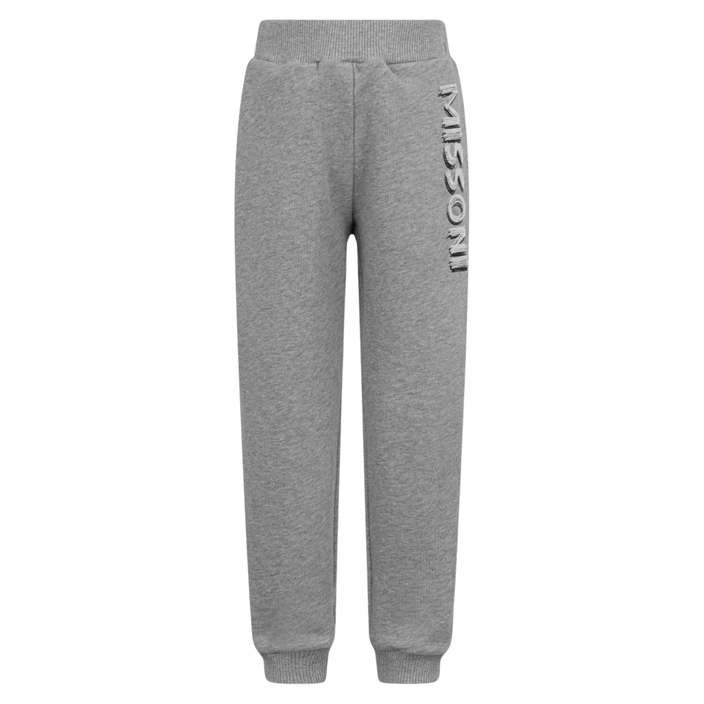 Missoni Gray Sweatpants, Unisex, 6 Y, Logo Joggers
