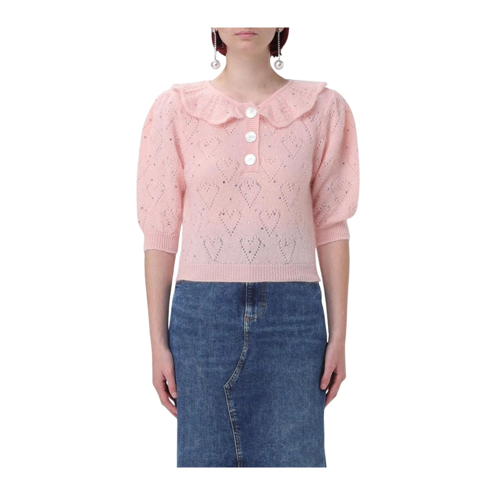 Alessandra Rich Women's Pink Embellished Knitwear Cardigan
