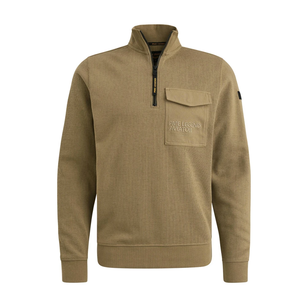 PME Legend Stijlvol heren sweatshirt met halve rits Brown Heren
