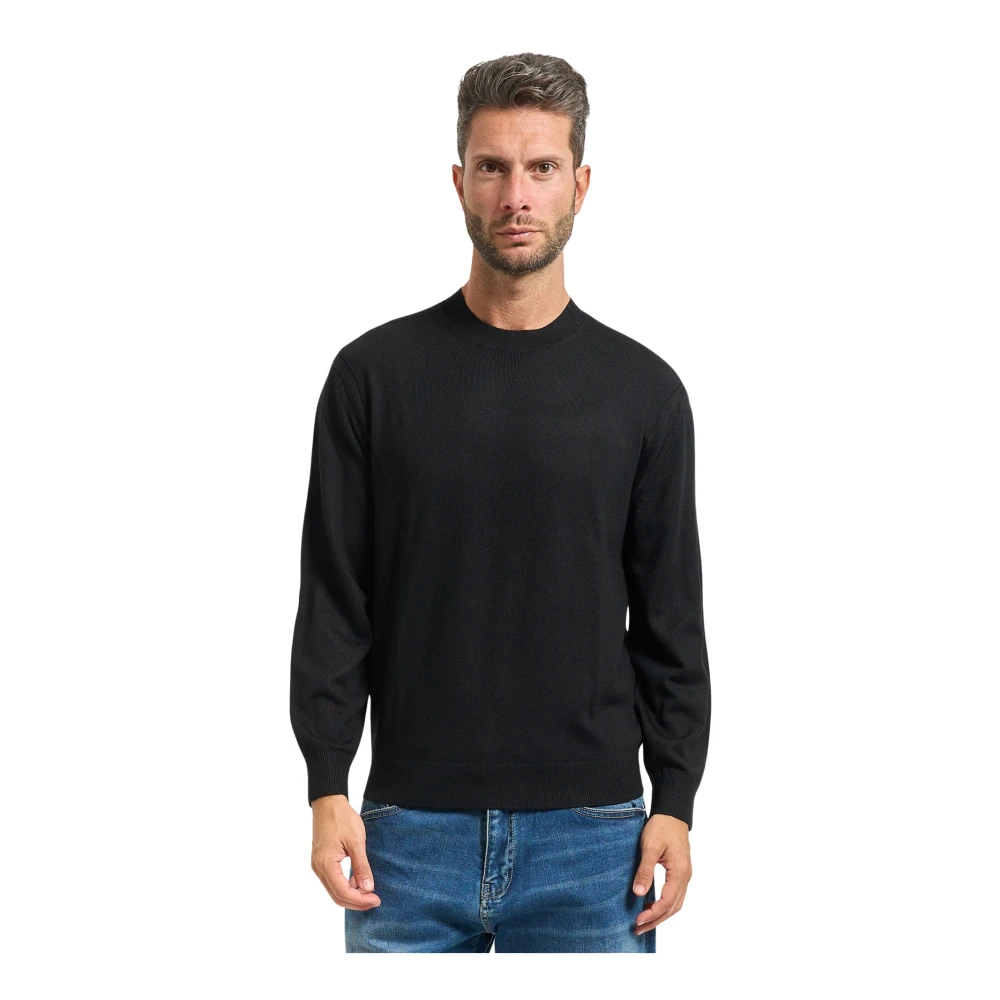 Armani Exchange Hombre Negra Jersey De Lana Con Cuello Redondo