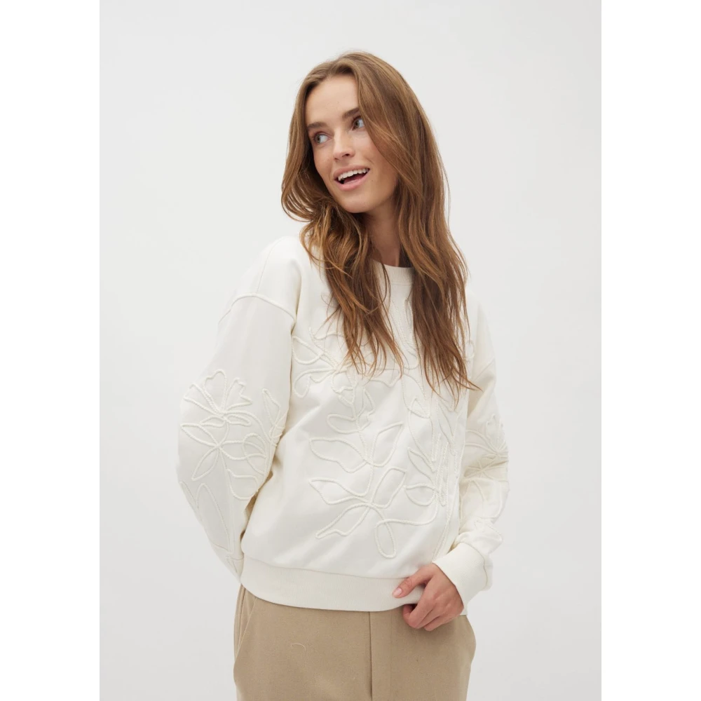 MbyM Romantische Bloemen Geborduurde Off-White Sweater White Dames