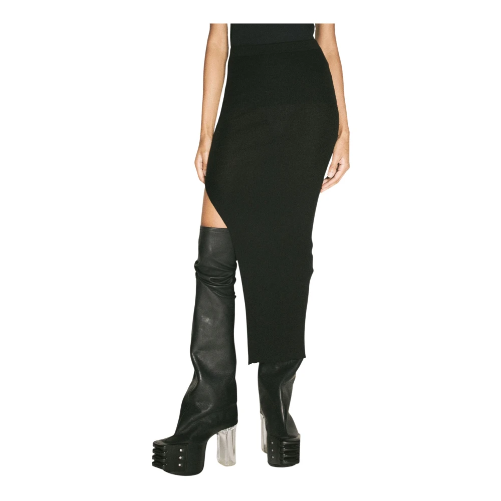 Rick Owens Donna Nero Gonna Maxi A Costine Con Spacco Posteriore - Immagine 2