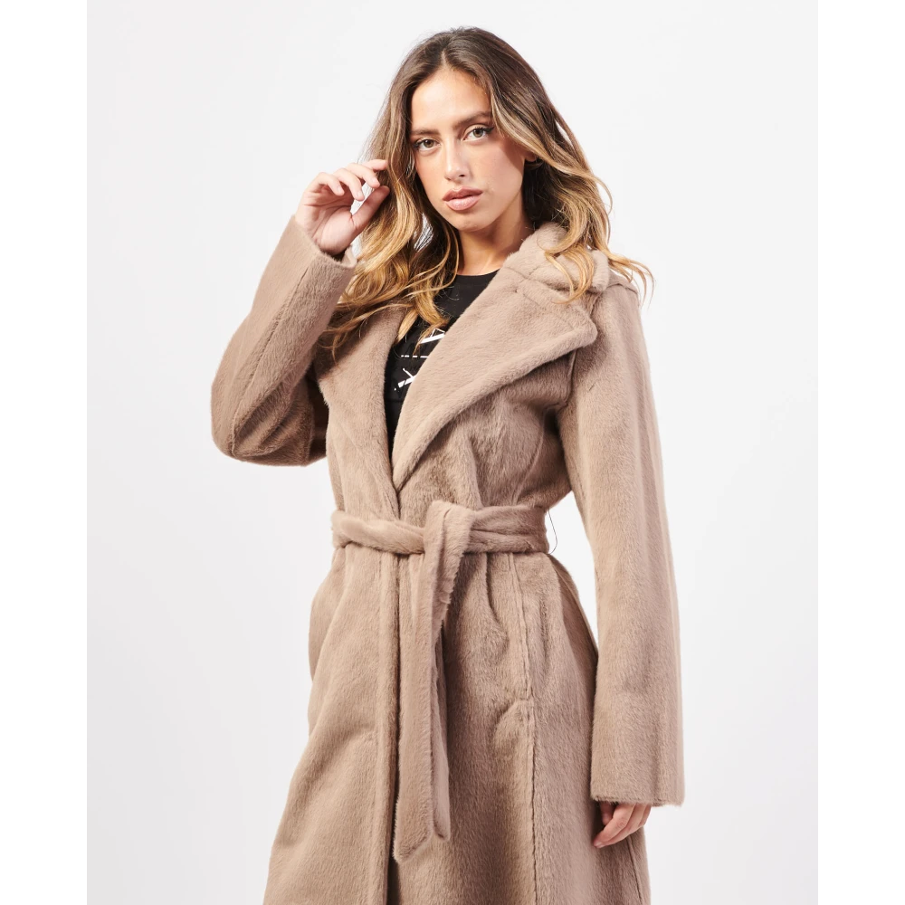 Guess Beige Faux Fur Lange Jas Beige Dames