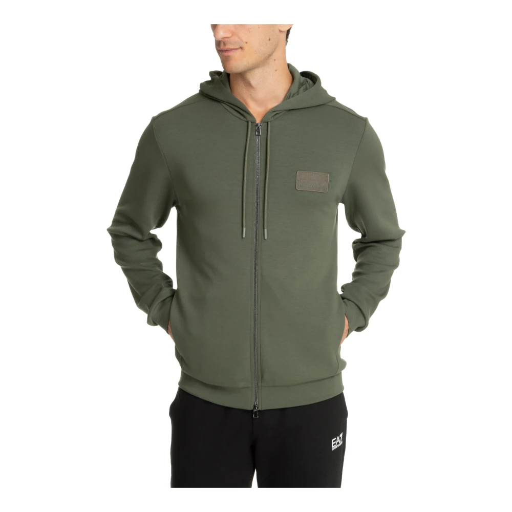 Emporio Armani EA7 Hoodie met rits en logo Green Heren