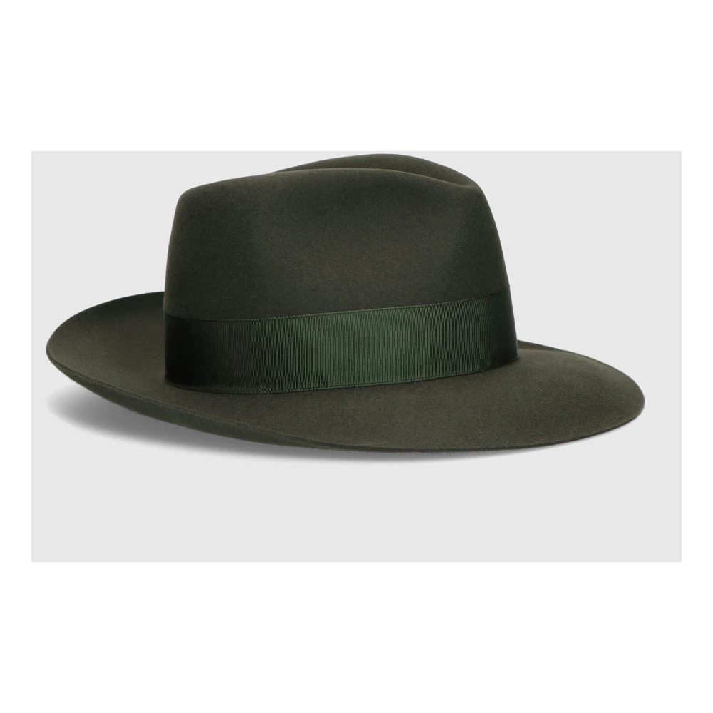 Borsalino Geborsteld Vilt Breedgerande Fedora Hoed Green Heren