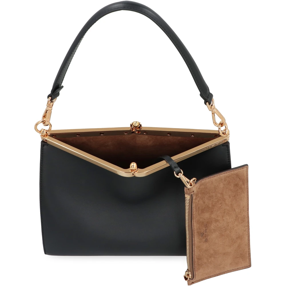 ETRO Leren schoudertas met drukknoopsluiting Black Dames