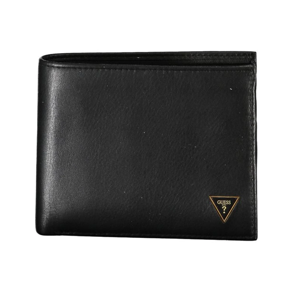 Guess Elegante Lederen Bifold Portemonnee met Muntvak Black Heren