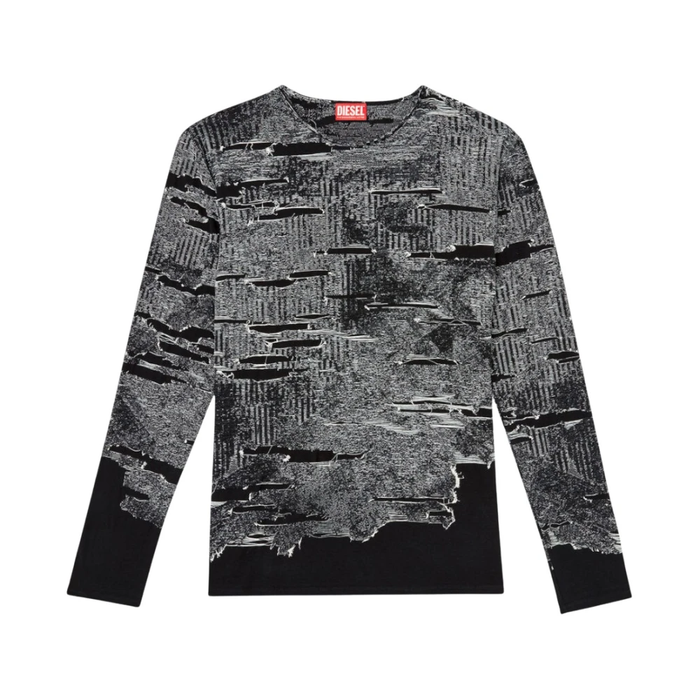 Diesel Lange Mouw Jacquard T-shirt Black Heren