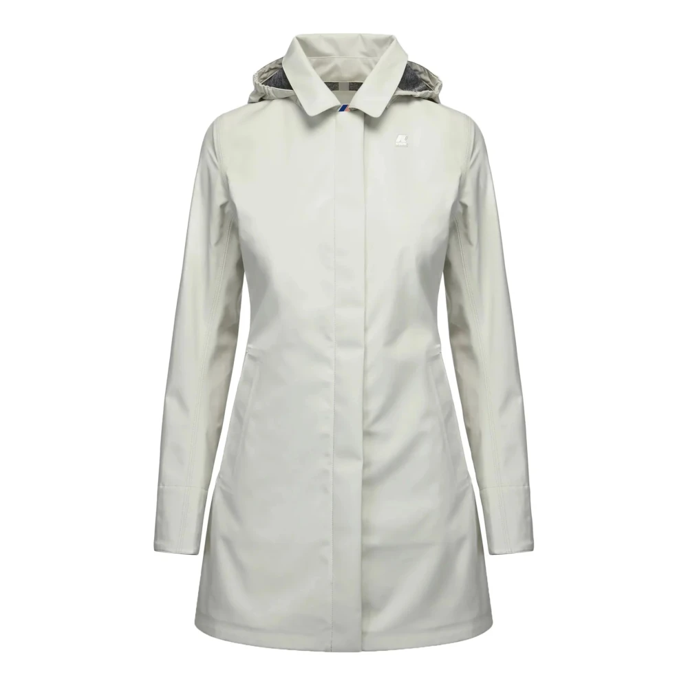 K-Way Women's White Parka With Logo - Parkas - S - Coats