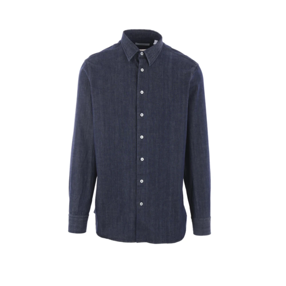 Lardini Blauw Katoen Denim Overhemd Blue Heren