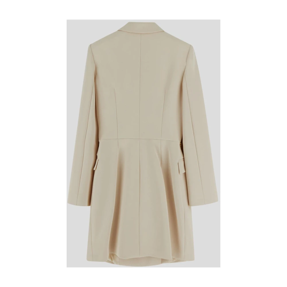 Elisabetta Franchi Witte Jurk met Knopen en Ketting Beige Dames