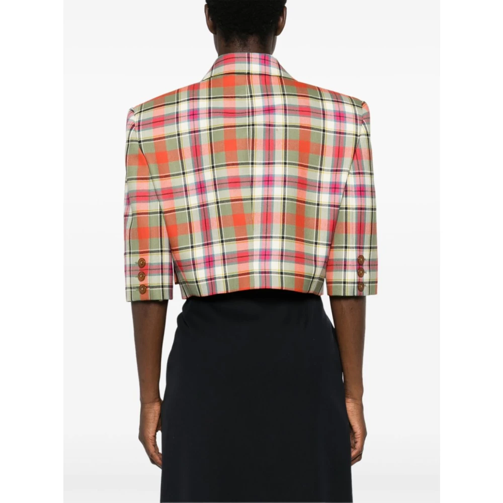 Vivienne Westwood Geruite Patroon Wollen Jas Groen Multikleur Multicolor Dames
