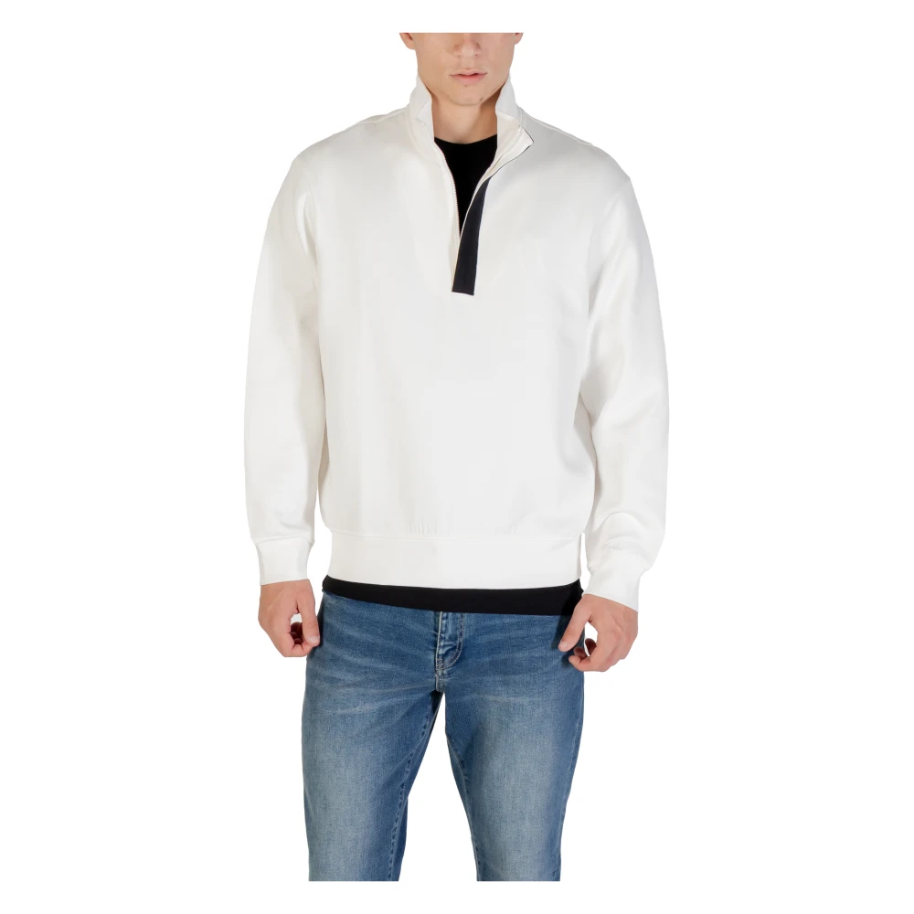 Armani Exchange Men's Beige Sweatshirts, 2XL, Half-Zip Sweatshirt