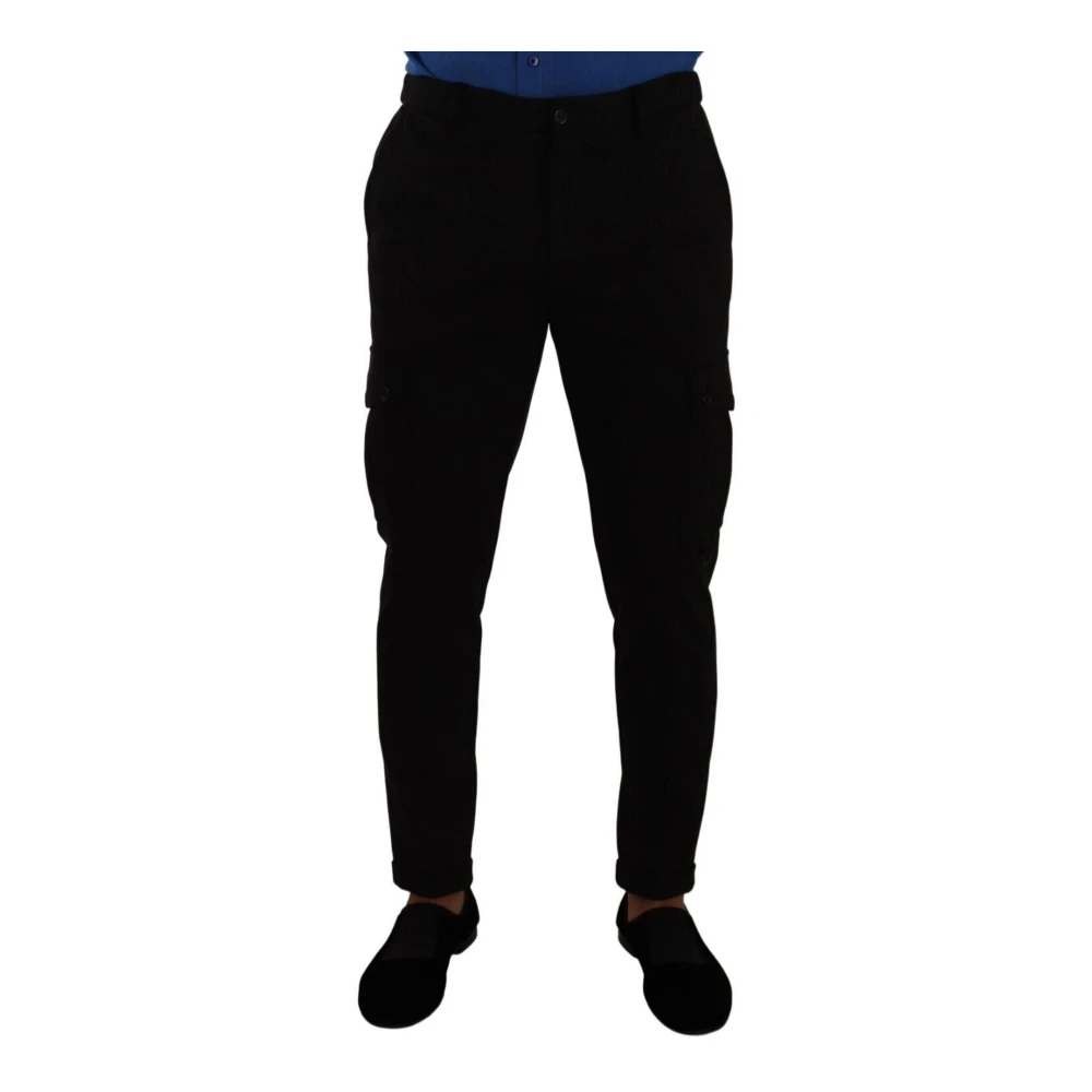 Dolce & Gabbana Men's Black Skinny Trousers, M, Viscose Skinny Cargo Trousers