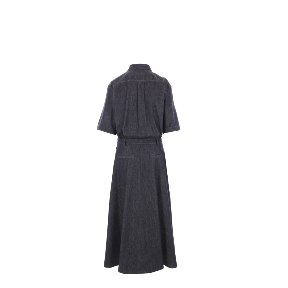 BRUNELLO CUCINELLI Blauwe denim overhemdjurk met korte mouwen Blue Dames