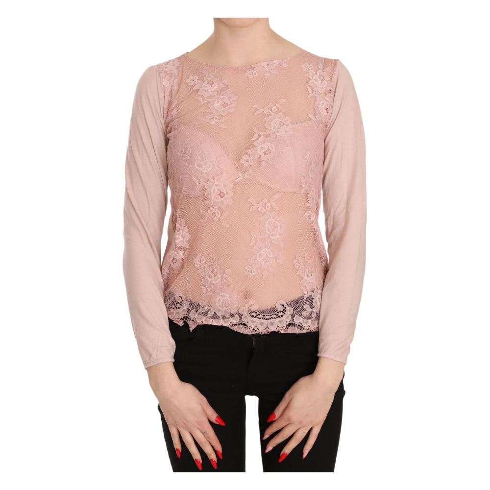 Pink Memories Doorschijnende roze katoenen blouse Pink Dames