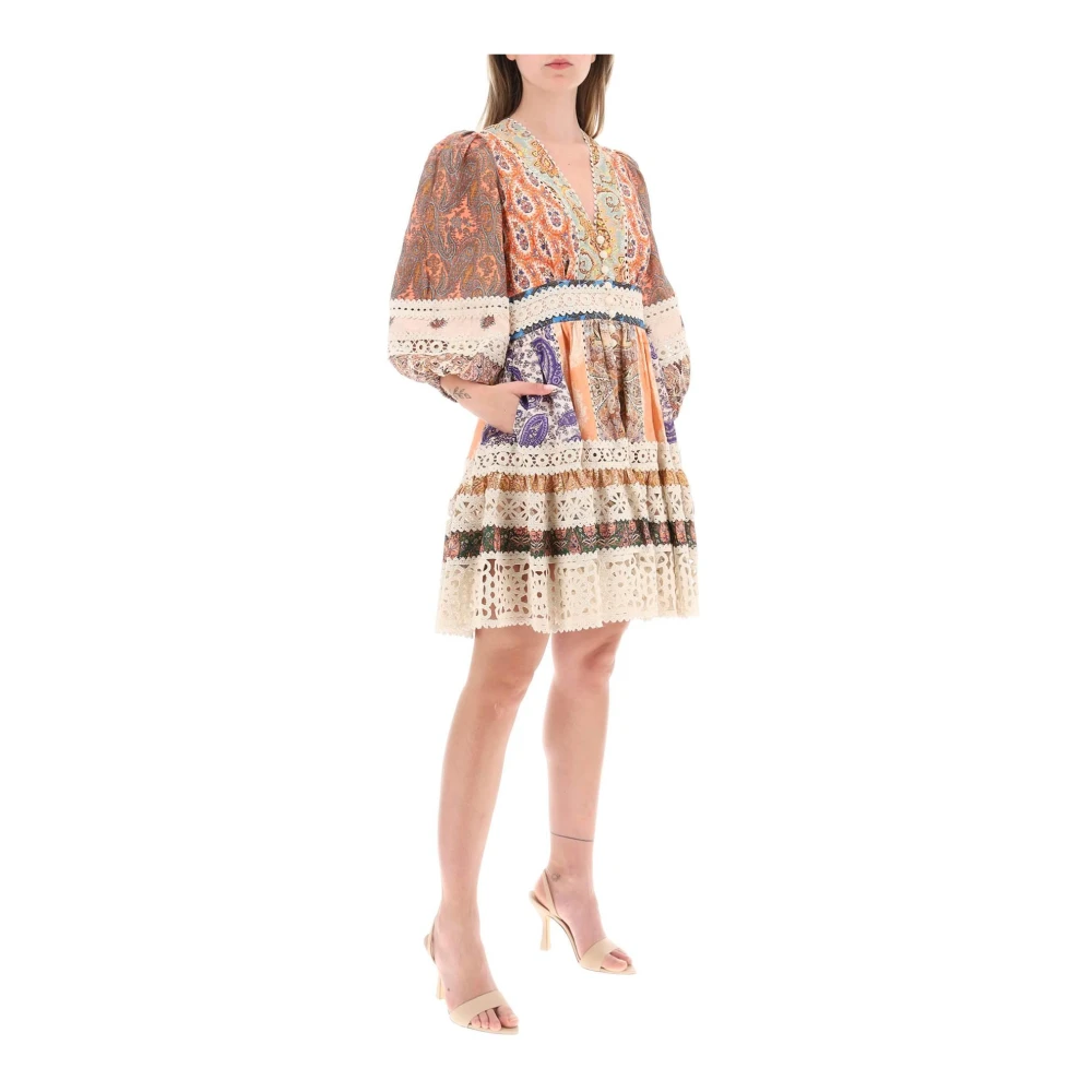 Zimmermann Mini-jurk met gehaakte details en Paisley-motieven Multicolor Dames
