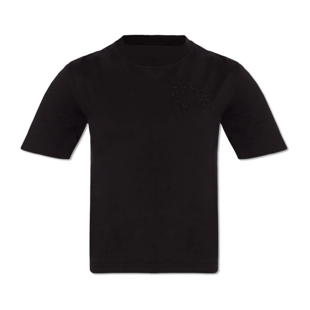 Palm Angels Women's Black T-Shirt With Logo - T-Shirts - Xs - Tops