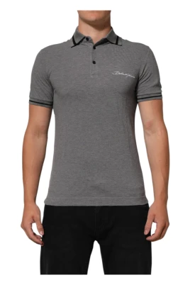 Grå Logo Broderi Krage Polo T-shirt
