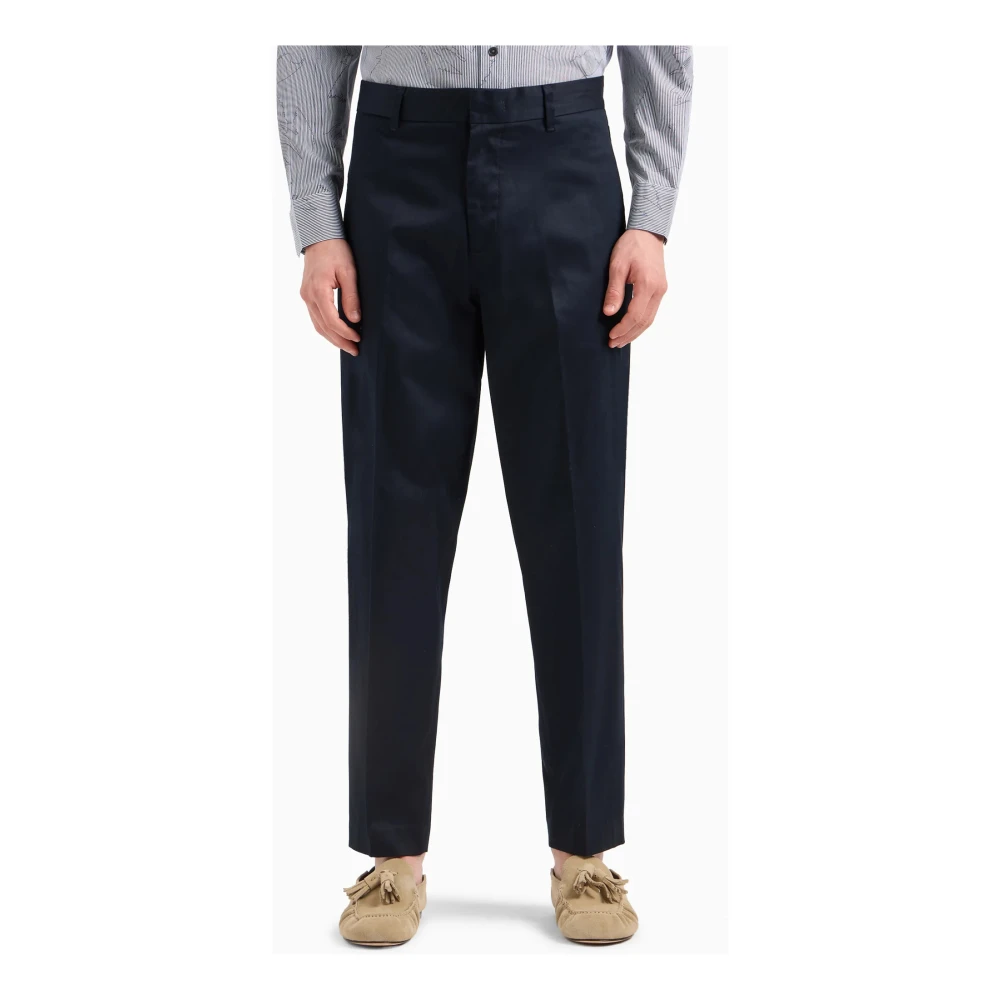 Emporio Armani Blauwe Chino Broek Slim Fit Blue Heren
