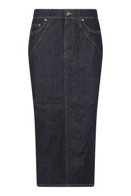 Midi Kickback Kjol i Raw Denim