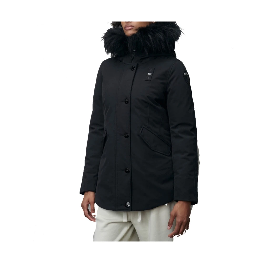 Blauer Stijlvolle Winterjas voor Vrouwen Black Dames