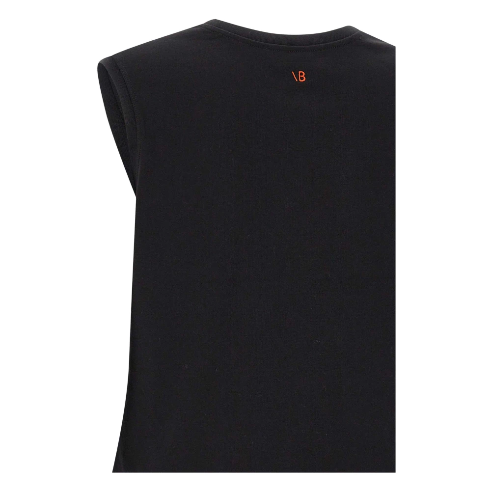 Victoria Beckham Zwarte Katoenen Geribbelde Top Mouwloos Black Dames