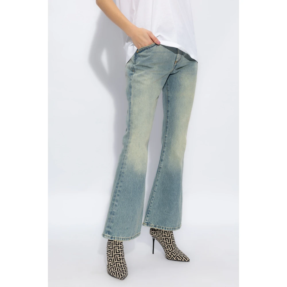Balmain Flared jeans met vintage-effect Blue Dames