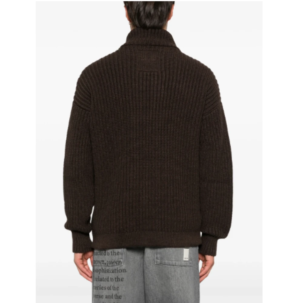 Emporio Armani Koffiebruine Visserstrui Cardigan Brown Heren