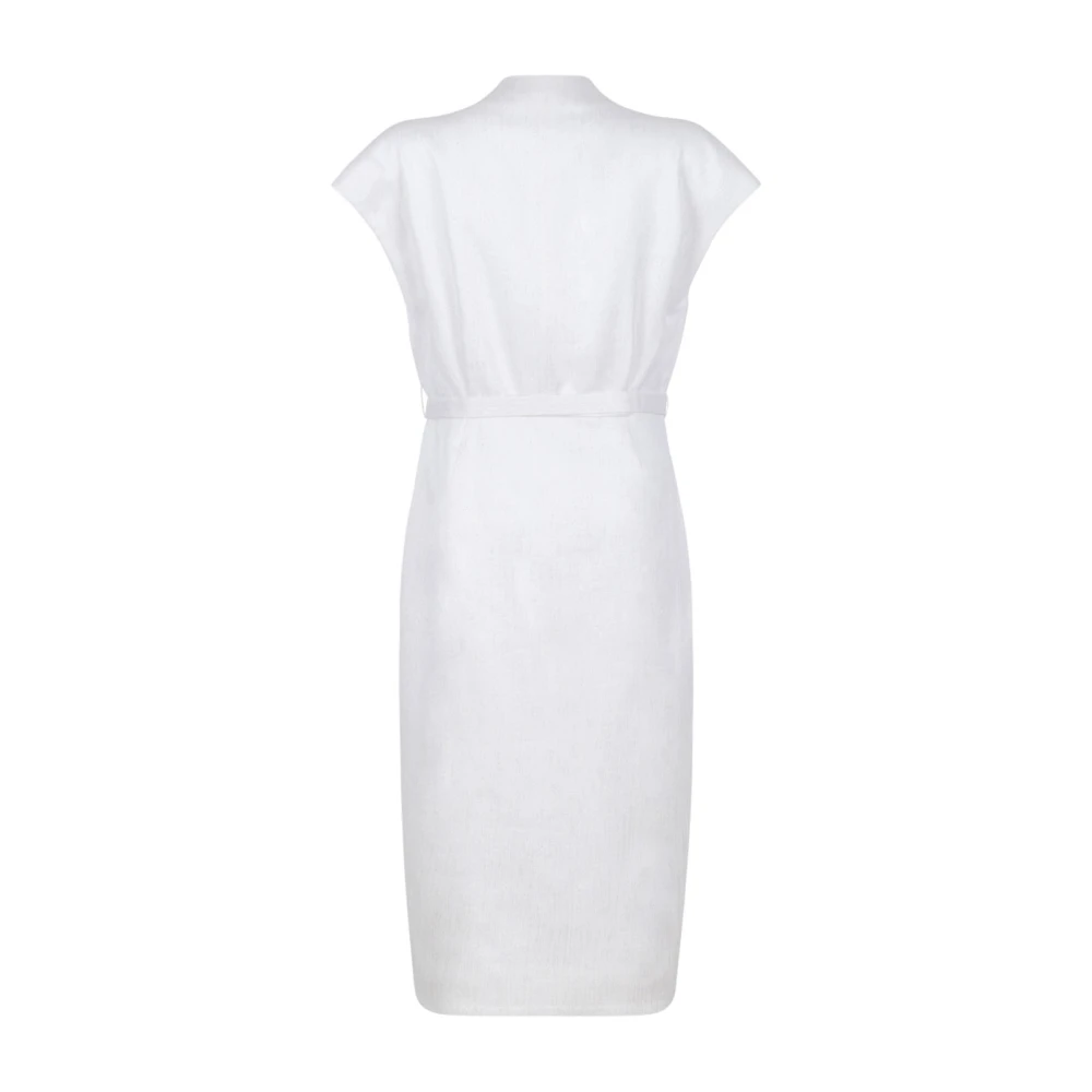 Genny Witte Midi Jurk met V-Hals White Dames
