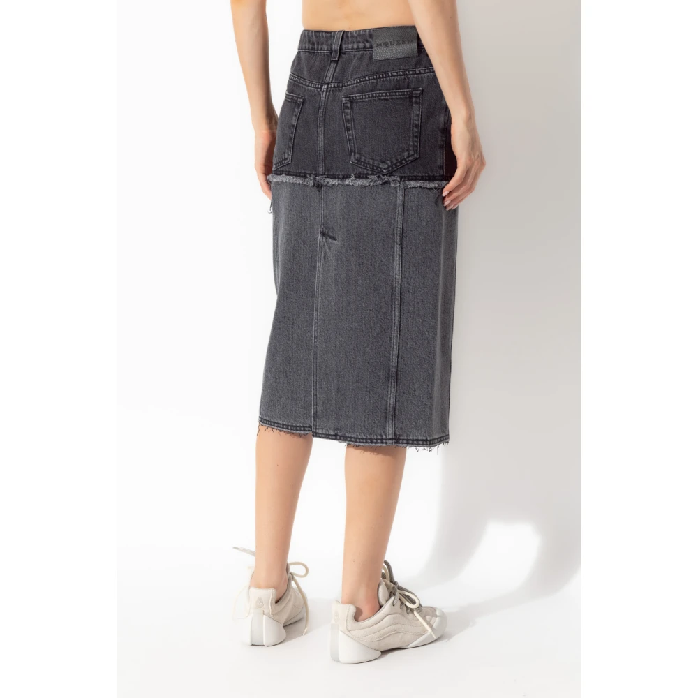 alexander mcqueen Denim Rok met Cut-Out Gray Dames