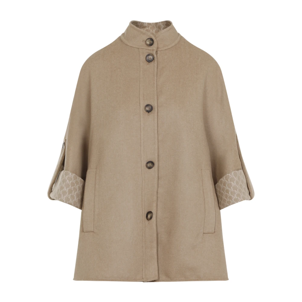 Max Mara Omkeerbare Logo Cape in Kameel Brown Dames