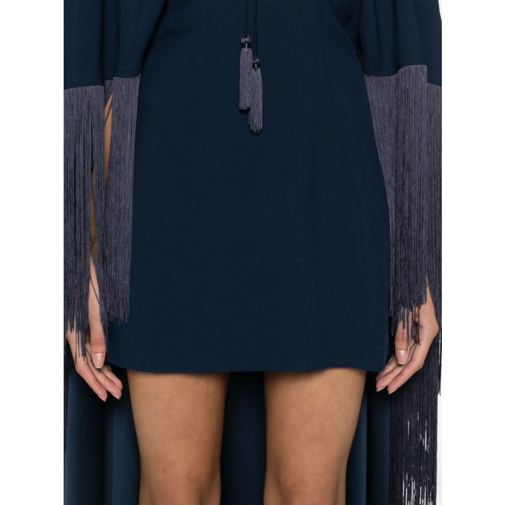 Taller Marmo Blauwe Cape Jurk met Franjedetails Blue Dames