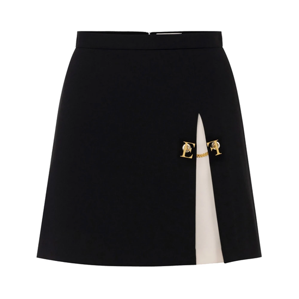 Elisabetta Franchi Chique Bicolor Mini Rok met Gouden Detail Black Dames